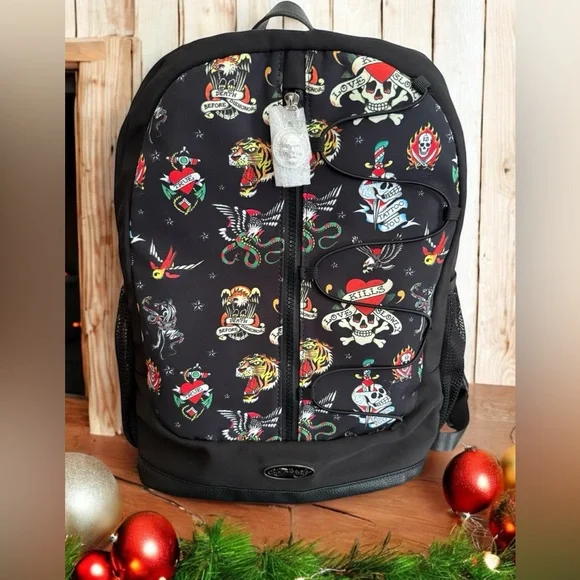 Ed Hardy Tattoo Print Backpack - Picture 1 of 10
